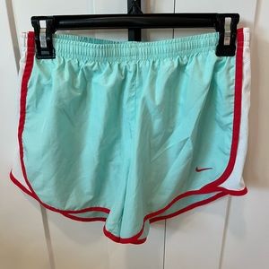 Nike size XL light green/orange trim running shorts